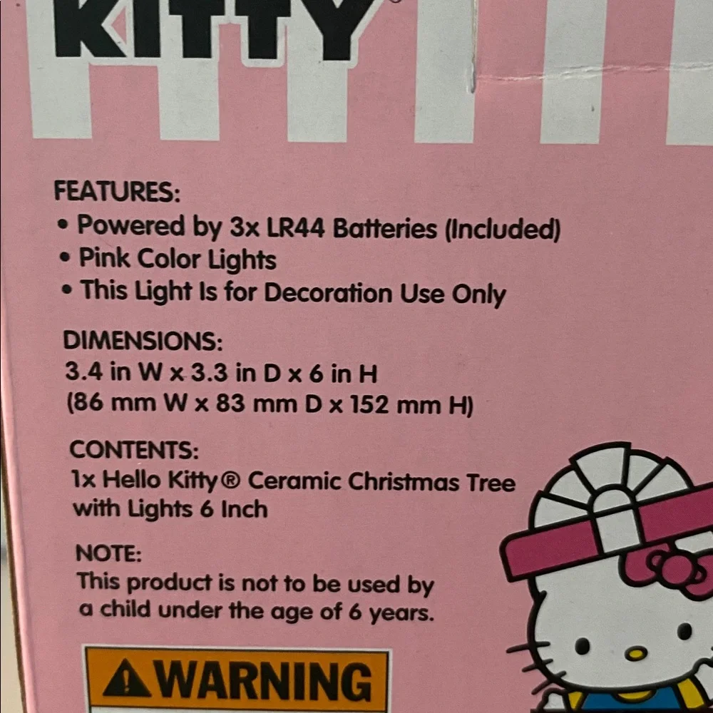 Hello Kitty Pink Ceramic Christmas Tree with Lights NWT - Picture 3 of 3
